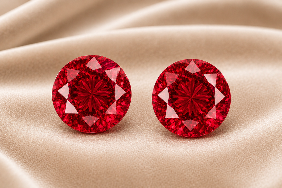 11.4 ct Red Garnet Pair gemstone, Round cut