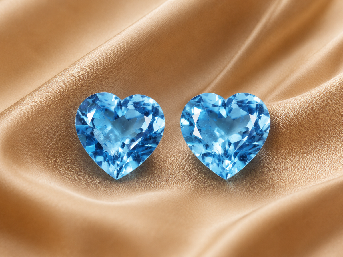 8.6 ct Blue Aquamarine Pair gemstone, Heart cut