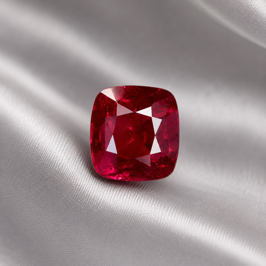 1.0 ct Red Ruby gemstone, Cushion cut