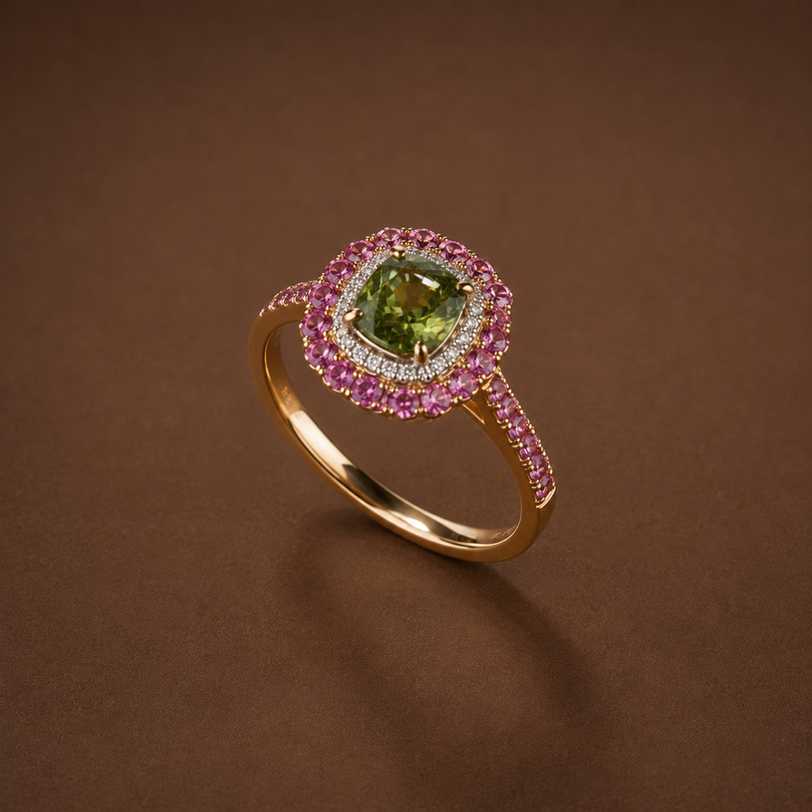 1.66 ct Alexandrite with Pink Sapphires & Natural Diamonds — AurumVitaSG jewellery