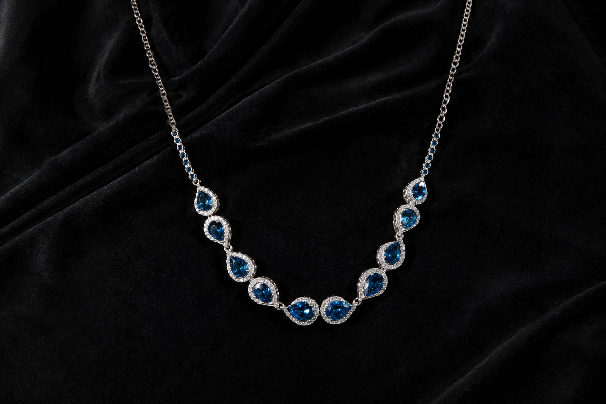 57 ct Azure Blue Topaz Necklace — AurumVitaSG jewellery