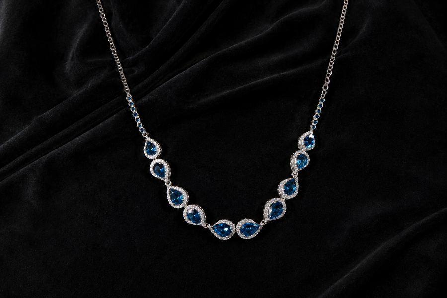 57 ct Azure Blue Topaz Necklace — AurumVitaSG jewellery