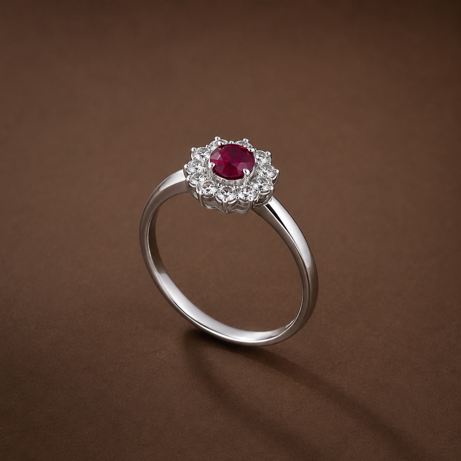 0.98 ct Ruby Ring with Natural Diamonds — AurumVitaSG jewellery