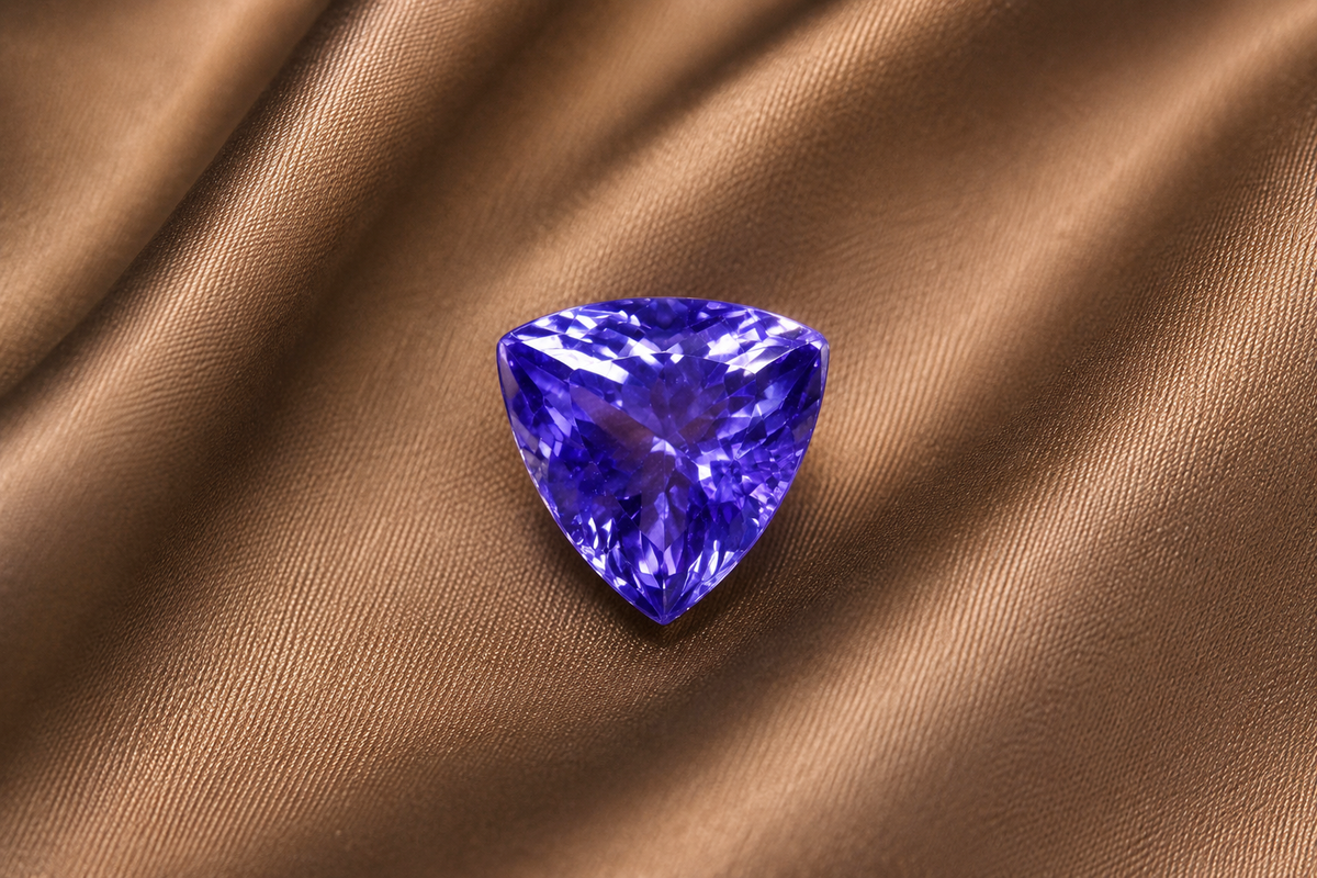 1.5 ct Purplish Blue Tanzanite gemstone, Trilliant cut