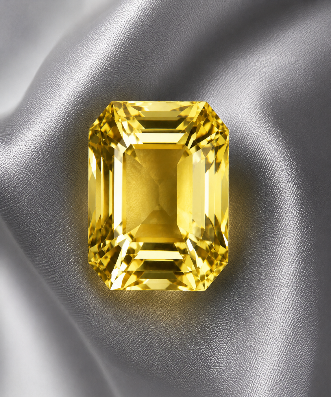 5.15 ct Vivid Yellow Citrine gemstone, Radiant cut