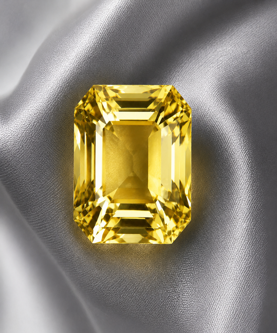 5.15 ct Vivid Yellow Citrine gemstone, Radiant cut