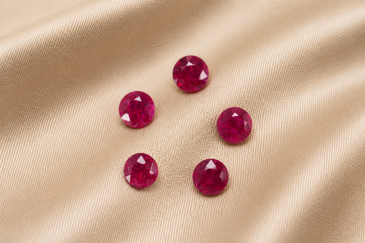 0.07 ct Red Ruby Set of 5 gemstone, Round cut