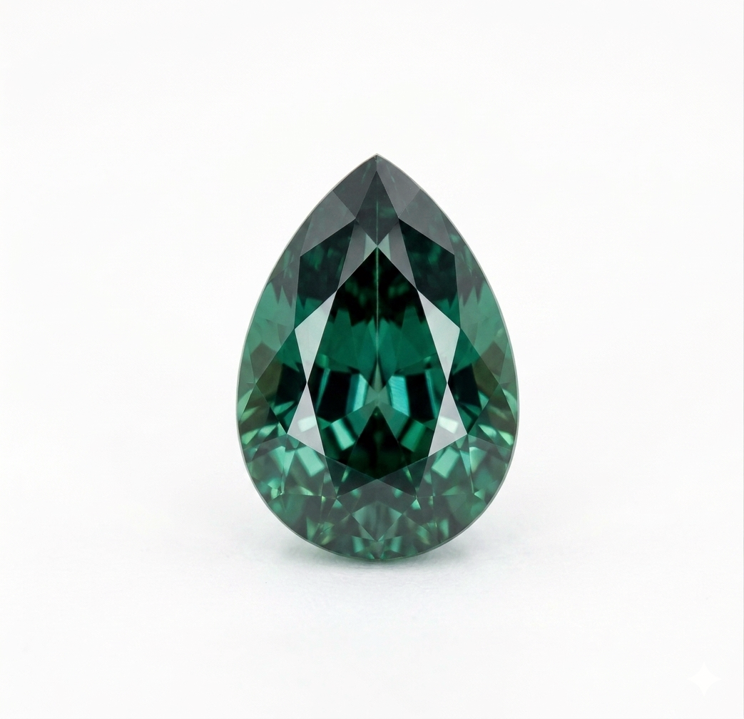 0.65 ct Green Emerald gemstone, Pear/Teardrop cut