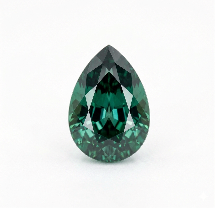 0.65 ct Green Emerald gemstone, Pear/Teardrop cut