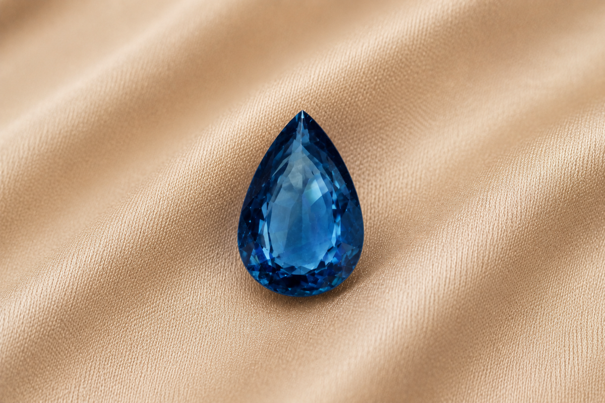 1.05 ct Blue Sapphire gemstone, Pear cut