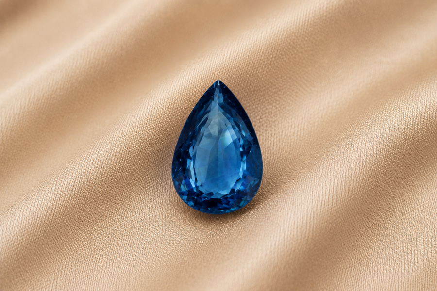 1.05 ct Blue Sapphire gemstone, Pear cut