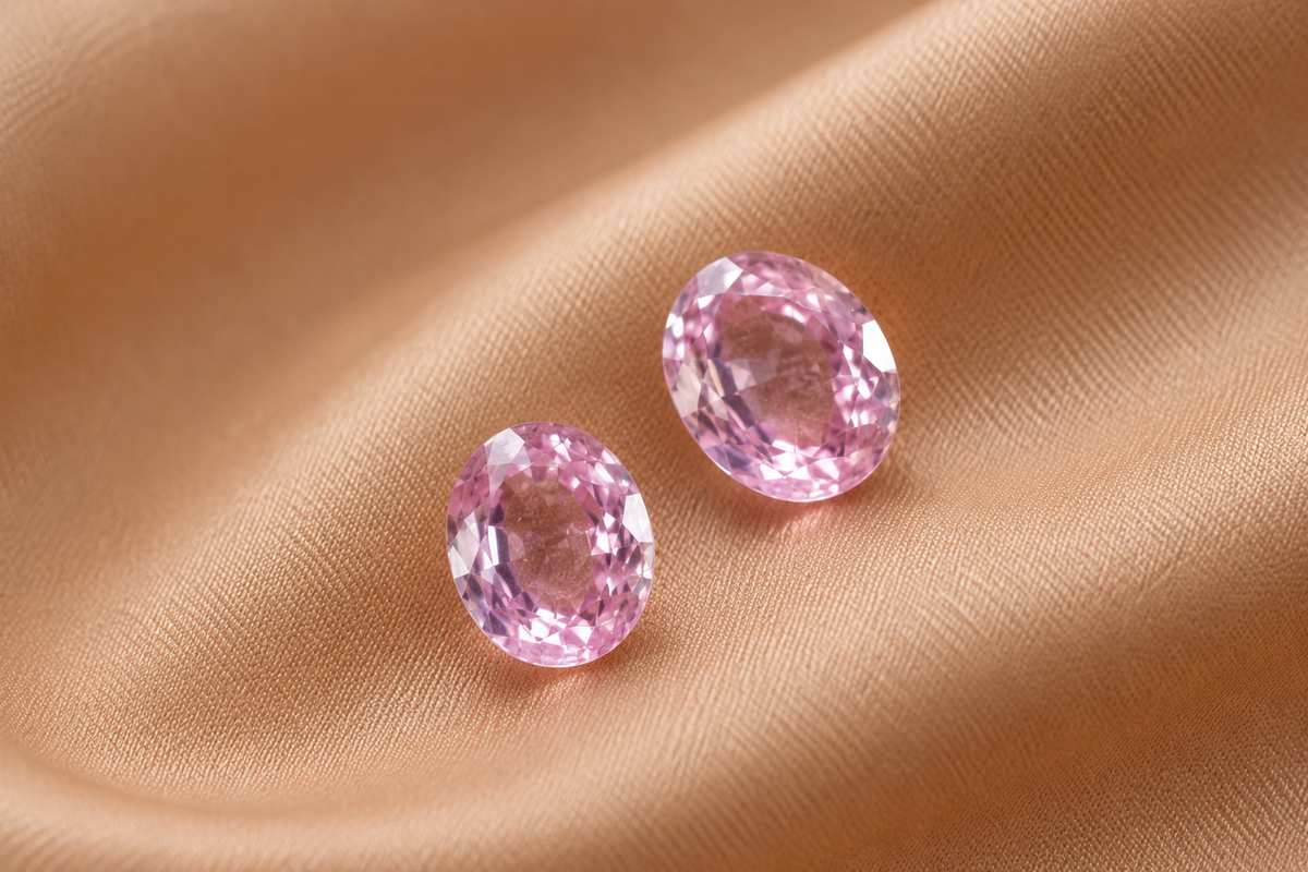 1.3 ct Pink Sapphire Pair gemstone, Oval cut