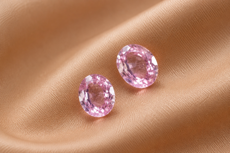 1.3 ct Pink Sapphire Pair gemstone, Oval cut