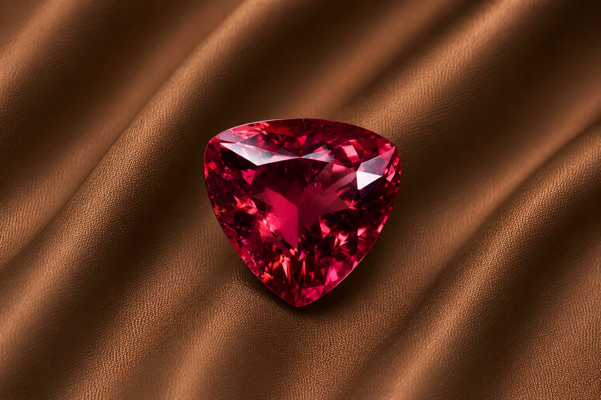 5.25 ct Raspberry Red Rubellite gemstone, Trilliant cut
