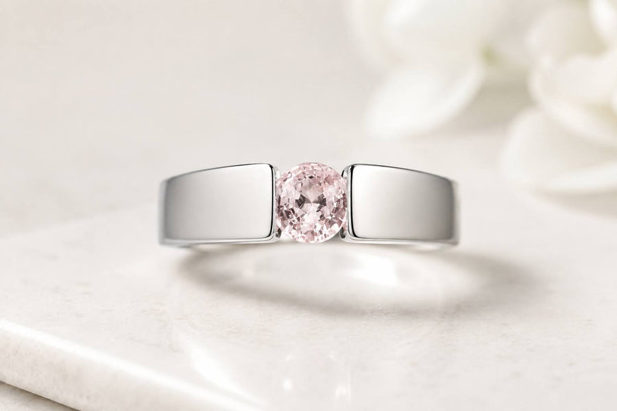 1 ct Pink Sapphire Silver Ring — AurumVitaSG jewellery